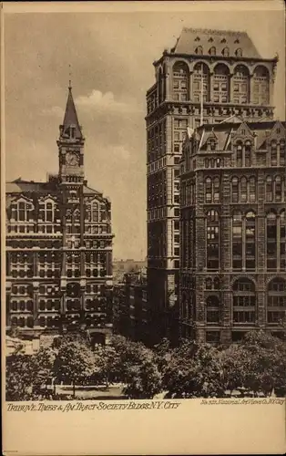 Ak New York City USA, Tribune Times und Am.Tract Society Buildings