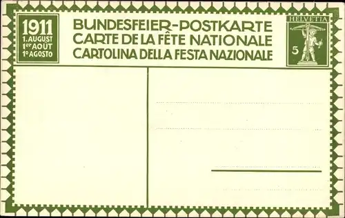 Ganzsachen Künstler Ak Dunka, Schweiz, Bataille de la Birse 1444, Bundesfeier 1911