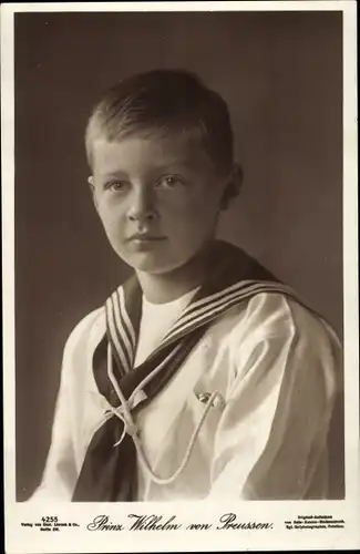 Ak Prinz Wilhelm von Preußen, Portrait, Matrosenanzug