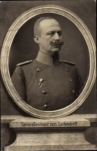 Passepartout Ak Generalleutnant Erich Ludendorff, Portrait