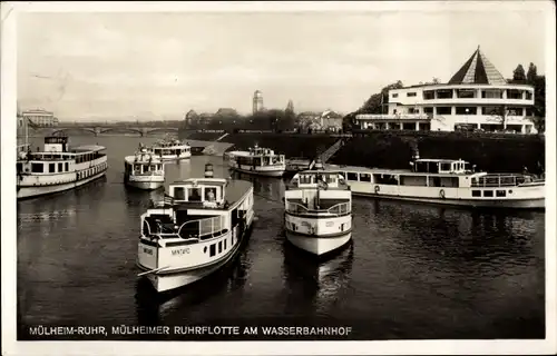 Ak Mülheim an der Ruhr, Ruhrflotte am Wasserbahnhof