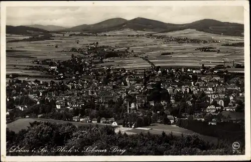 Ak Löbau in der Oberlausitz Sachsen, Ortspanorama, Blick vom Löbauer Berg