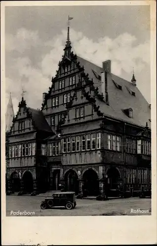 Ak Paderborn in Westfalen, Rathaus, Auto