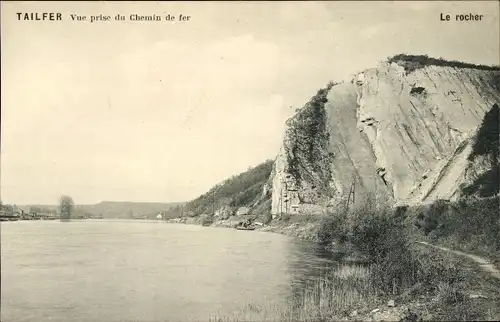 Ak Tailfer Profondeville Wallonien Namur, Blick von der Eisenbahn, der Felsen