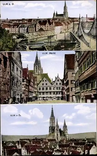 Ak Ulm an der Donau, Ortsansicht, Markt, Münster