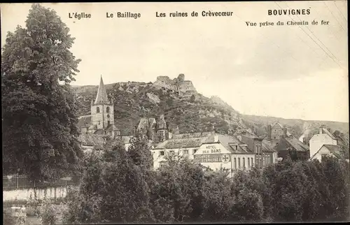 Ak Bouvignes sur Meuse Wallonien Namur, Kirche, Bailliage, Ruinen von Crèvecoeur