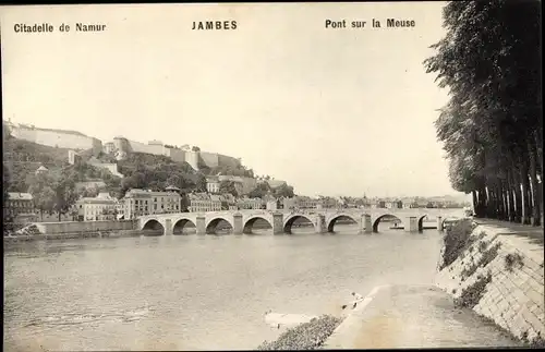 Ak Jambes Namur Wallonie, Zitadelle, Brücke über die Maas