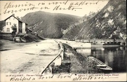 Ak Waulsort Hastière Wallonien Namur, Blick auf die Schleuse