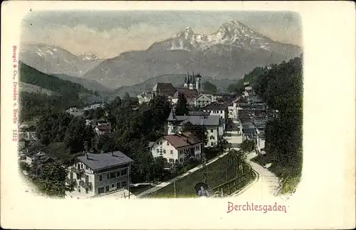 Ak Berchtesgaden in Oberbayern, Blick über den Ort, Gebirge