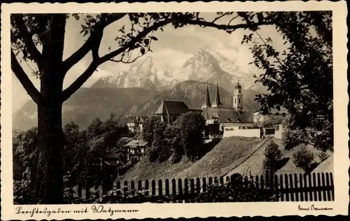 Ak Berchtesgaden in Oberbayern, Blick auf Ort mit Gebirge, Watzmann