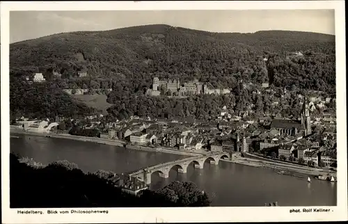 Ak Heidelberg am Neckar, Blick vom Philosophenweg, Brücke