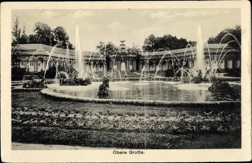 Ak Bayreuth in Oberfranken, Eremitage, Obere Grotte, Springbrunnen