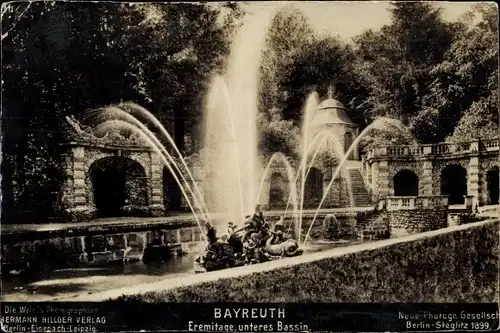 Ak Bayreuth in Oberfranken, Eremitage, Unteres Bassin, Springbrunnen