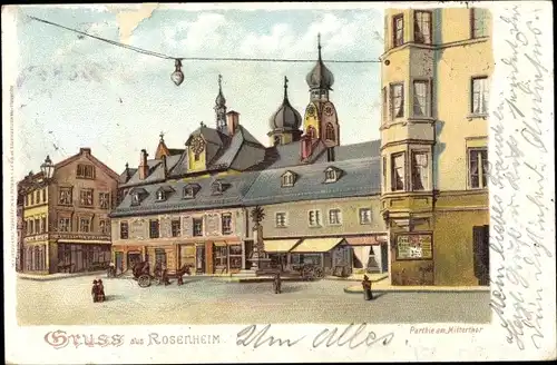 Litho Rosenheim Oberbayern, Partie am Mittertor