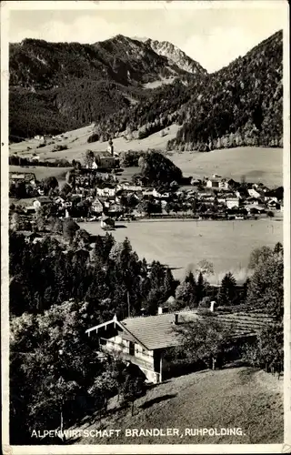 Ak Ruhpolding in Oberbayern, Alpenwirtschaft Brandler, Ortsansicht