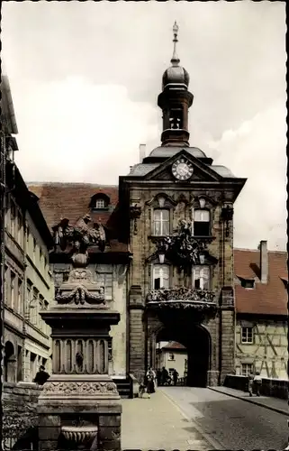 Ak Bamberg in Oberfranken, Brücken-Rathaus