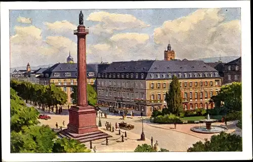 Künstler Ak Darmstadt in Hessen, Hotel zur Traube von Besitzer A. Gabler, Denkmal, Brunnen