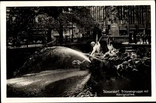 Ak Düsseldorf am Rhein, Tritonengruppe, Königsallee