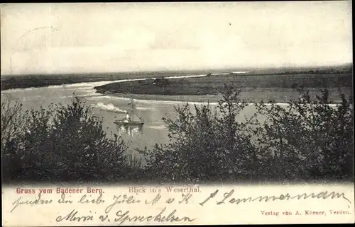 Ak Achim an der Weser, Badener Berg, Blick ins Weserthal