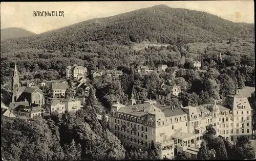 Ak Badenweiler im Schwarzwald, Blick über den Ort, Berg