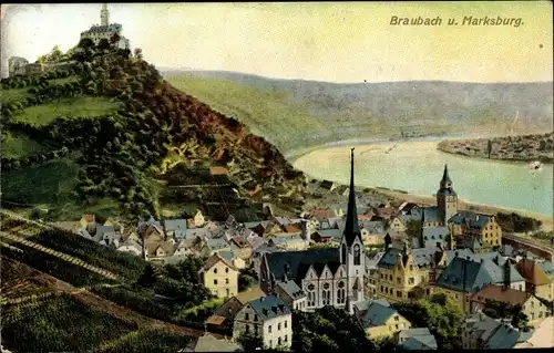 Ak Braubach am Rhein, Marksburg, Teilansicht