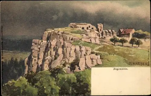 Künstler Ak Harder, H., Blankenburg Oberharz, Regenstein, Felsen