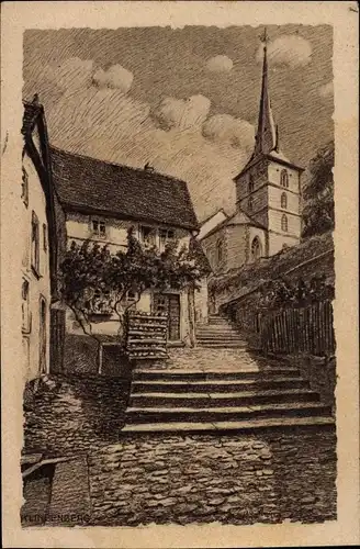 Künstler Ak Klingenberg am Main Unterfranken, Kirchenstraße, Kirche