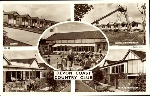 Ak Devon Coast England, Country Club, Spielplatz, Schwimmbad