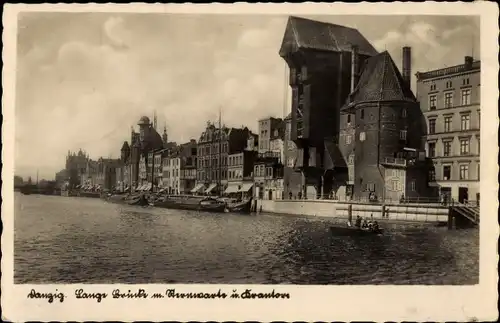 Ak Gdańsk Danzig, Lange Brücke, Krantor, Sternwarte