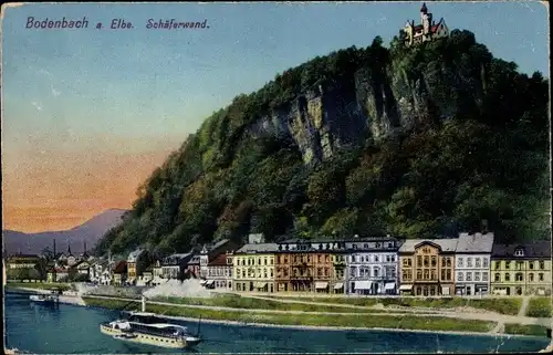 Ak Děčín Tetschen Bodenbach Elbe Reg. Aussig, Schäferwand, Panorama vom Ort