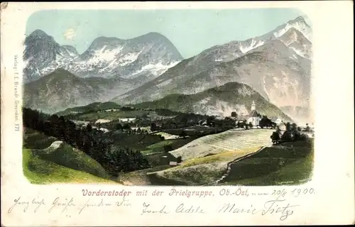 Ak Vorderstoder in Oberösterreich, Gesamtansicht, Prielgruppe