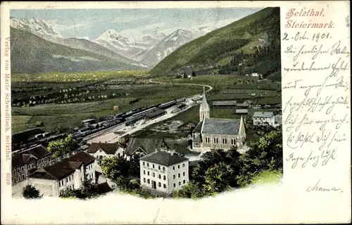 Ak Selzthal Steiermark, Gesamtansicht, Bahnhof