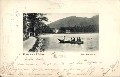 Passepartout Ak Mitterbach am Erlaufsee Niederösterreich, Hotel Herrenhaus