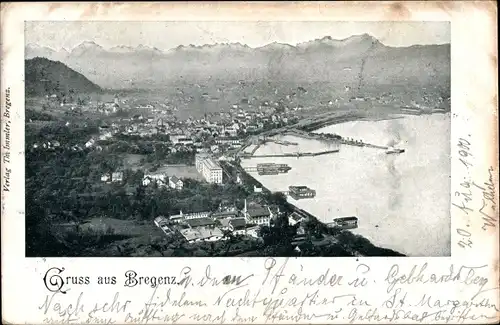 Ak Bregenz am Bodensee Vorarlberg, Gesamtansicht