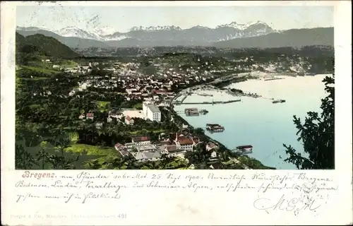 Ak Bregenz am Bodensee Vorarlberg, Gesamtansicht