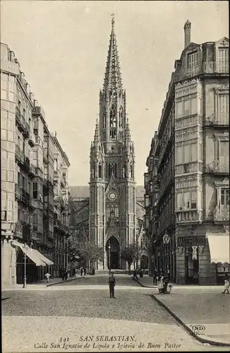 Ak Donostia San Sebastián Baskenland, Calle San Ignacio de Loyola, Kirche