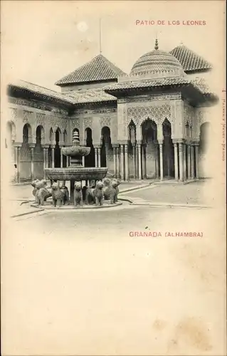 AK Granada Andalusien Spanien, Alhambra, Innenhof der Löwen