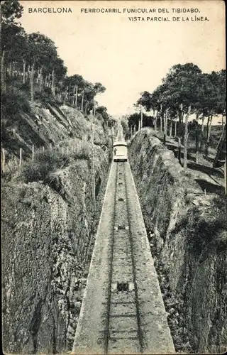 AK Barcelona Katalonien Spanien, Standseilbahn Tibidabo