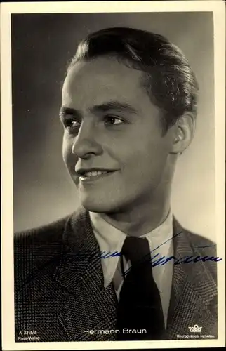 Ak Schauspieler Hermann Braun, Portrait, Autogramm