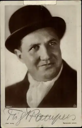 Ak Schauspieler Fritz Kampers, Portrait, Hut, Autogramm