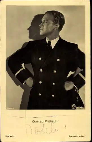 Ak Schauspieler Gustav Fröhlich, Ross Verlag 2023/2, Portrait, Uniform, Autogramm