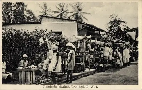 Ak Trinidad & Tobago, Straßenmarkt