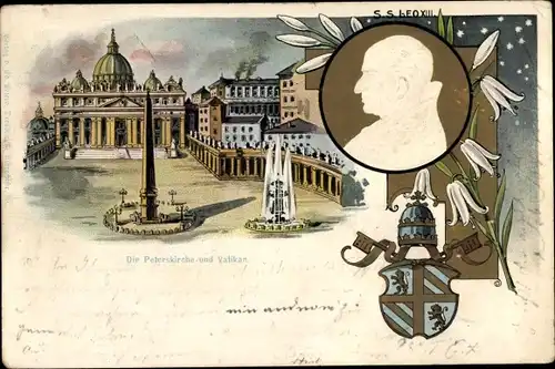 Präge Litho Vatikan, Papst Leo XIII., silbernes Jubiläum, Wappen
