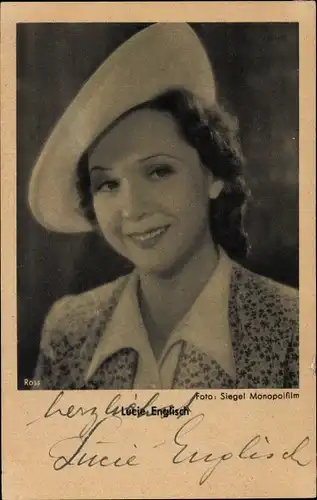 Ak Schauspielerin Lucie Englisch, Portrait, Autogramm