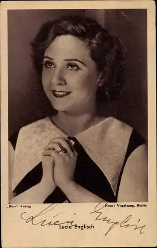 Ak Schauspielerin Lucie Englisch, Portrait, Autogramm