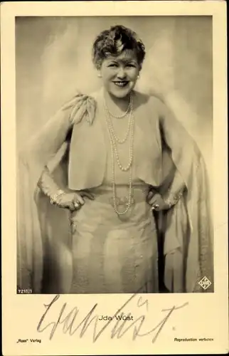 Ak Schauspielerin Ida Wüst, Standportrait, Autogramm