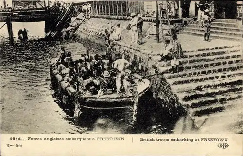 Ak Freetown Sierra Leone, british troops embarking, 1914