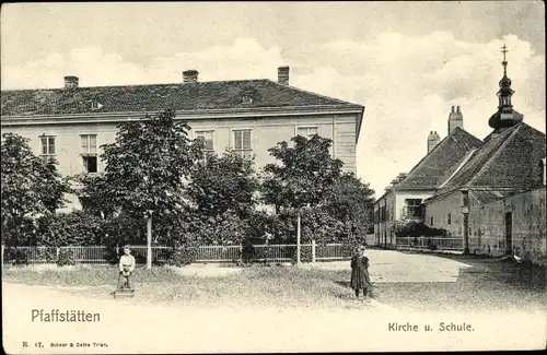 Ak Pfaffstätten in Niederösterreich, Kirche, Schule