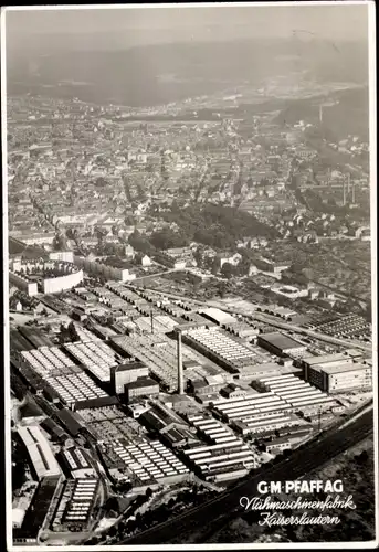 Ak Kaiserslautern in der Pfalz, G.M. Pfaff Nähmaschinenfabrik, Fliegeraufnahme