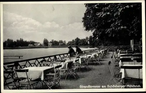 Ak Sulików Schönberg Oberlausitz Niederschlesien Gasthaus Mühle Schönberg, Strandterrasse